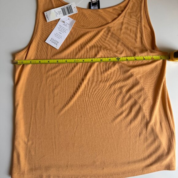 NWT Eileen Fisher 100% Silk Slim Fit Tank Top Size Large Orange - Picture 4 of 5
